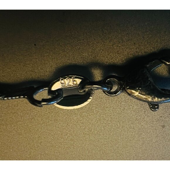 Sterling Silver Twisted Diamond Cut Chain Necklace Round faceted Crystal Pendant - Picture 7 of 7